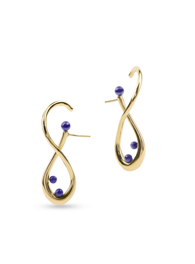 Brincos Leonora - Vermeil - Lapis Lazuli