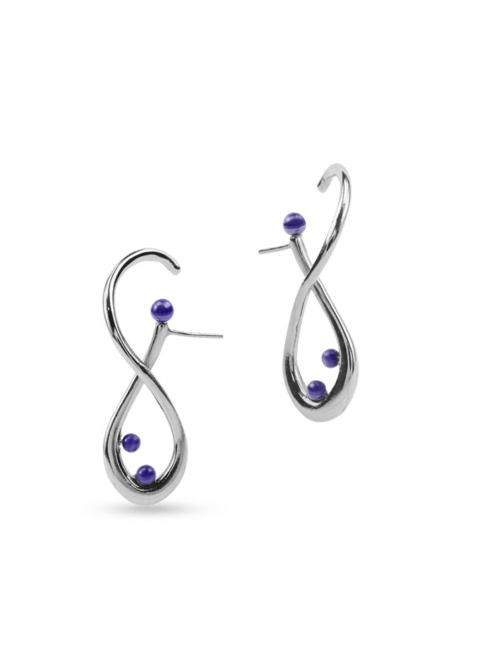 Brincos Leonora - Silver - Lapis Lazuli
